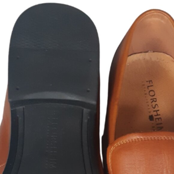 Florsheim Loafers SZ 12D Men's Tan Leather w/ Rubber Sole - Picture 11 of 14